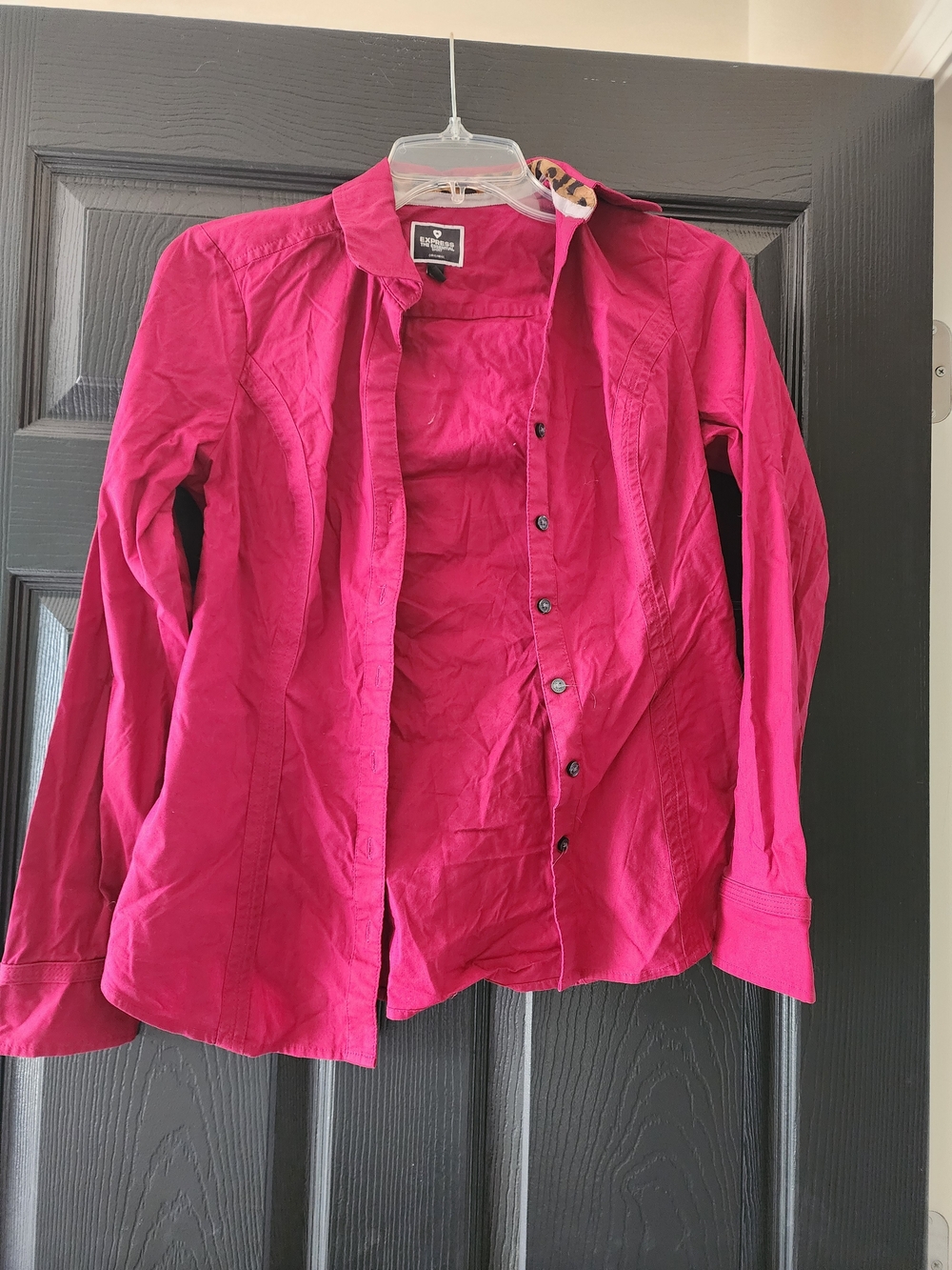 Express Red Button-Up Blouse